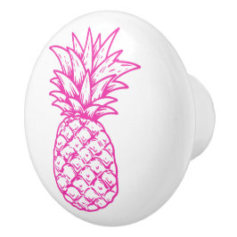 Preppy Roze Tropische Ananas Gepersonaliseerd Keramische Knop