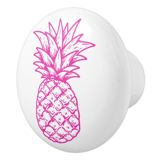 Preppy Roze Tropische Ananas Gepersonaliseerd Keramische Knop (Rechts)