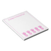 Preppy Roze Tropische Ananas Gepersonaliseerd Notitieblok (Schuin)