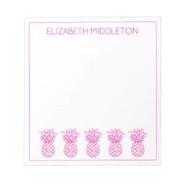 Preppy Roze Tropische Ananas Gepersonaliseerd Notitieblok