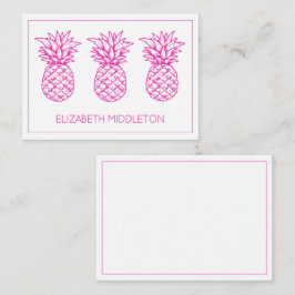 Preppy Roze Tropische Ananas Gepersonaliseerd Notitiekaartje