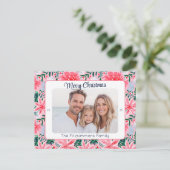 Preppy Roze Tropische Kerstfoto Feestdagenkaart (Staand voorkant)