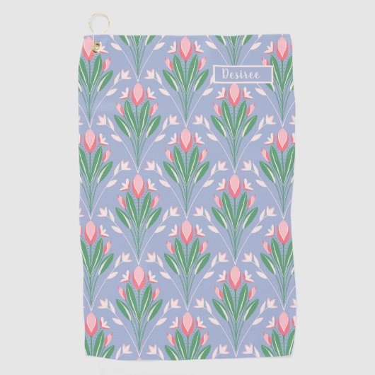 Preppy Roze Tulp Golf Handdoek voor haar (Voorkant)