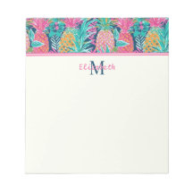 Preppy Roze Turquoise Marineblauw Ananas Monogram