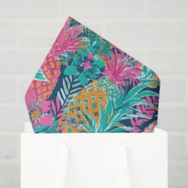Preppy Roze Turquoise Marineblauw Ananassen Tissuepapier
