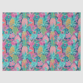 Preppy Roze Turquoise Marineblauw Ananassen Tissuepapier
