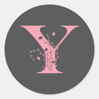 Preppy roze Varsity Letter Y, roze letter y Klasse Ronde Sticker
