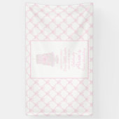 Preppy roze verjaardagstaart eerste verjaardag bew spandoek (Verticaal)