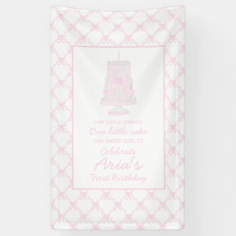 Preppy roze verjaardagstaart eerste verjaardag bew spandoek