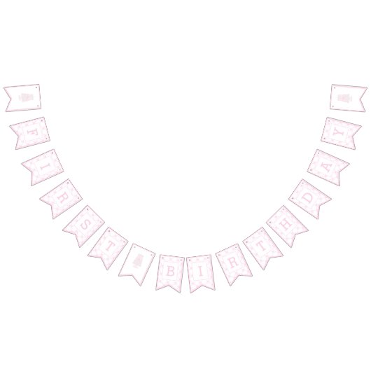 Preppy roze verjaardagstaart eerste verjaardag Tre Vlaggetjes (Alle)