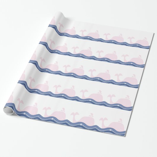 Preppy Roze Walvis Cadeaupapier (Uitgerold)