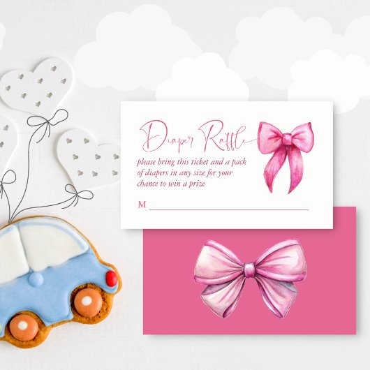 Preppy roze waslijn baby shower luier loterij informatiekaartje