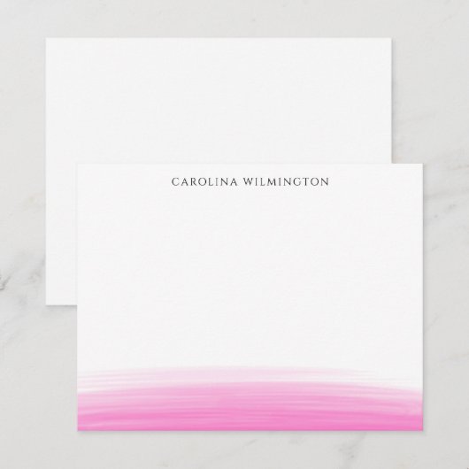 Preppy roze Waterverf persoonlijke notitie Kaart (Voorkant / Achterkant)
