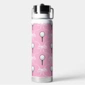 Preppy Roze Witte Strik Golf Patroon Monogram Waterfles (Achterkant)