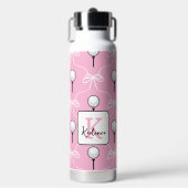 Preppy Roze Witte Strik Golf Patroon Monogram Waterfles (Voorkant)