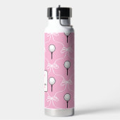 Preppy Roze Witte Strik Golf Patroon Monogram Waterfles (Links)