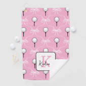 Preppy Roze Witte Strikpatroon Monogram  Golfhanddoek (Insitu)