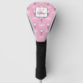 Preppy Roze Witte Strikpatroon Monogram Golfheadcover (Voorkant)