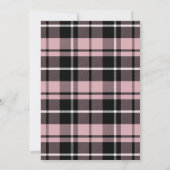 Preppy Roze Zwart Tartan Afstuderen Kaart (Achterkant)