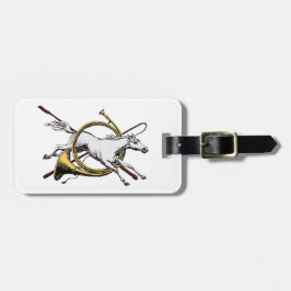 Preppy Ruiter Paard Springen Door Hoorn Kleur Bagagelabel