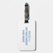 Preppy Safari Animal Personalize Silhouette Boy Bagagelabel (Achterkant verticaal)