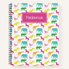 Preppy Safari Animal Pink Yellow Aqua op maat Notitieboek