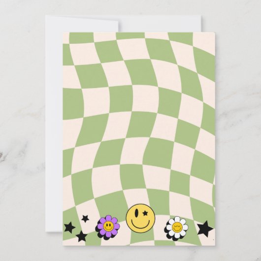 Preppy Sage Green Happy Face Party Verjaardag Kaart (Achterkant)