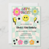 Preppy Sage Green Happy Face Party Verjaardag Kaart (Voorkant)