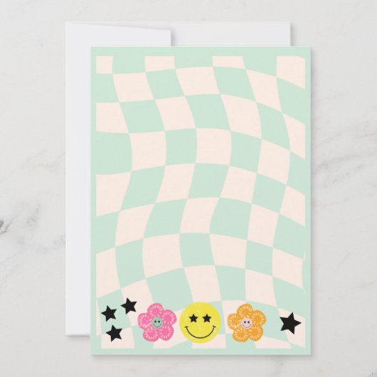 Preppy Sage Green Happy Face Party Verjaardag Kaart (Achterkant)