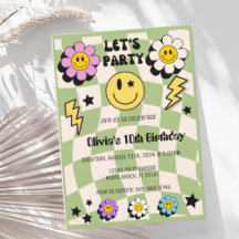 Preppy Sage Green Happy Face Party Verjaardag