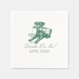 Preppy Sage Green Labrador Champagne Wedding Servet