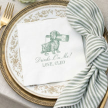 Preppy Sage Groene Dachshund Champagne Bruiloft