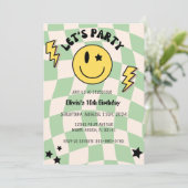 Preppy Sage Groene Glimlach Feest Verjaardag uitno Kaart (Staand voorkant)