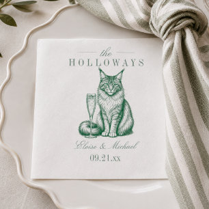 Preppy Sage Groene Maine Coon Kat Champagne Bruilo Servet