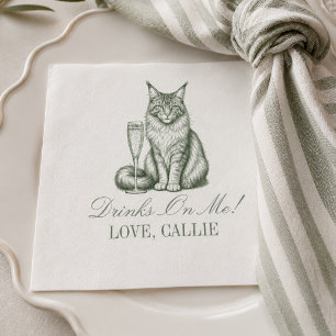 Preppy Sage Groene Maine Coon Kat Champagne Bruilo Servet
