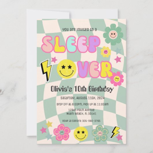 Preppy Sage Groene Y2K Slaap Over Verjaardag Kaart (Voorkant)