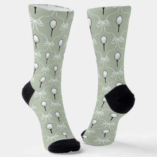Preppy Sage Witte Boog Golfbal Patroon Sokken (Gebogen)