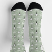 Preppy Sage Witte Strik Golf Patroon Monogram Sokken (Top)