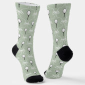 Preppy Sage Witte Strik Golf Patroon Monogram Sokken (Gebogen)