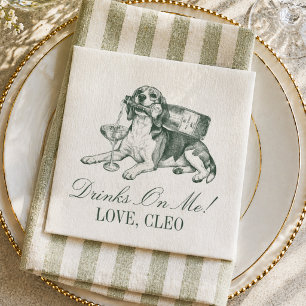 Preppy Saliegroen Beagle Champagne Bruiloft Servet