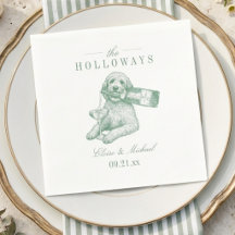 Preppy Saliegroen Gouden Doodle Champagne Bruiloft