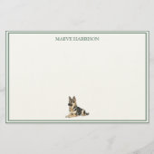 Preppy Saliegroen Streep Duitse Herder Briefpapier (Voorkant)
