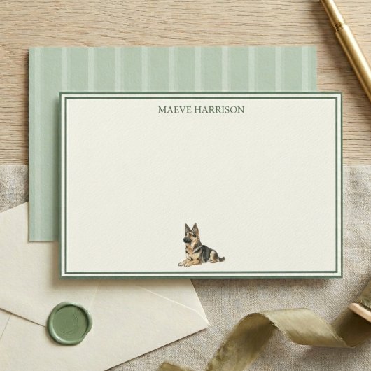 Preppy Saliegroen Streep Duitse Herder Briefpapier