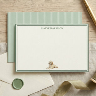 Preppy Saliegroen Streep Gouden Doodle Briefpapier