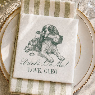 Preppy Saliegroene King Charles Spaniel Champagne  Servet