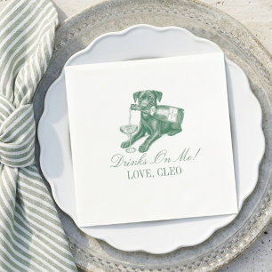 Preppy Saliegroene Labradoodle Champagne Bruiloft Servet