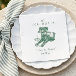 Preppy Saliegroene Labrador Champagne Bruiloft Servet