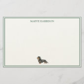 Preppy Saliegroene Streep Dachshund Briefpapier (Voorkant)