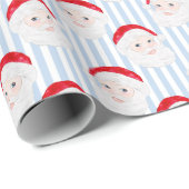 Preppy  Santa blauw strepen Rood Pet Santa Cadeaupapier (Rol Hoek)