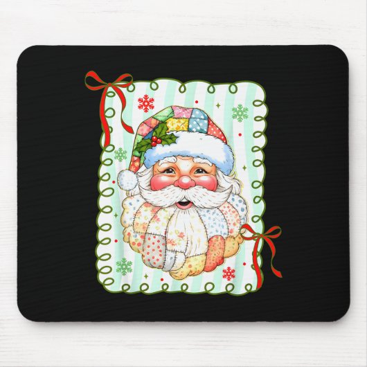 Preppy Santa Claus Christmas Patchwork Santa Xmas Muismat (Voorkant)